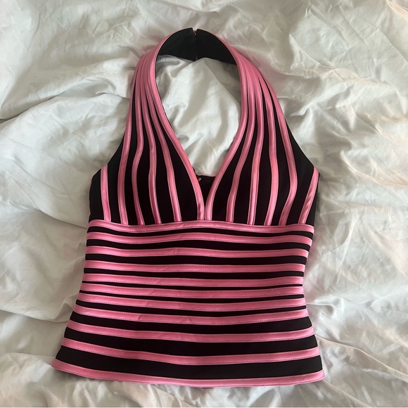 Y2K Cache Black and Pink Halter Top - Picture 2 of 10
